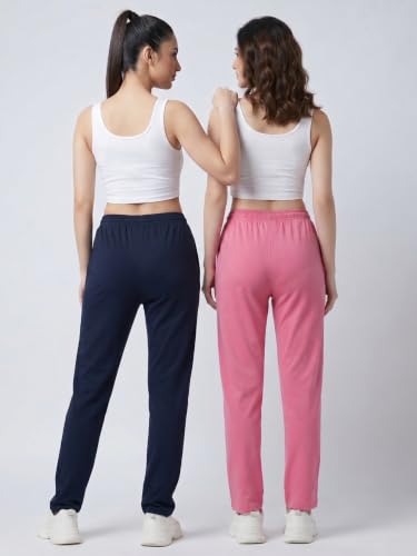 Image of Fflirtygo Cotton Solid Track Pant /Lounge Wear /Pocket Payjama �100% Export Quality Soft Cotton Night Wear /Pocket Pyjama for Women Combo Pack, Black & Blue Pyjama