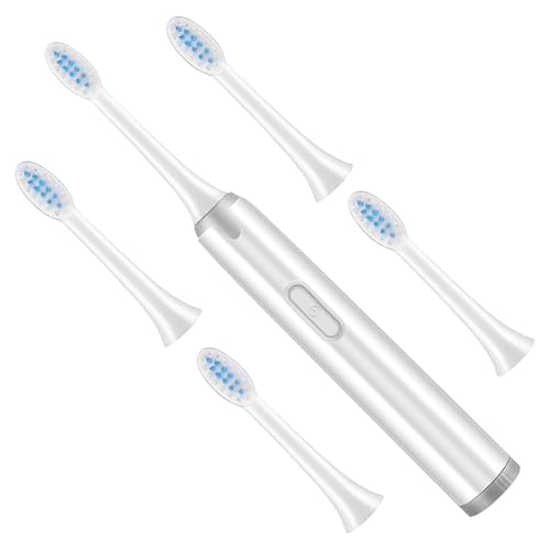 Hoement Cepillo de Dientes Eléctrico Sónico para Adultos, 1 Unidad, con 5 Cabezales de Cerdas Suaves, Diseño sin Batería Recargable, Adecuado para Cuidado Bucal Diario