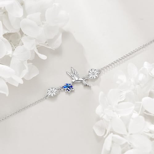 YAFEINI Hummingbird/Dragonfly Bracelet Sterling Silver Animal Link Chain Bracelets Hummingbird Jewelry Gifts for Women Girls4