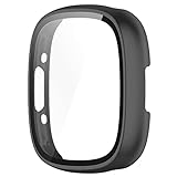 Screen Protector Compatible with Fitbit Sense 2/Versa 4 Cases Smartwatch Accessories TenCloud Covers Scratched Resistant Full Protective Cover Screen Protectors for Fitbit Versa 4 (Black)