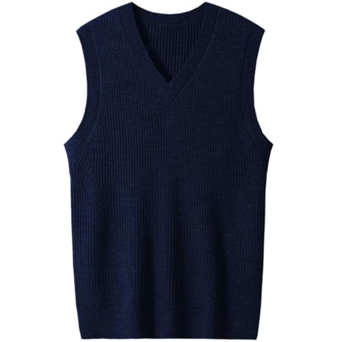 Men V-Neck Knit Vest Solid Business Casual Classic Thick Sleeveless Sweater Waistcoats4