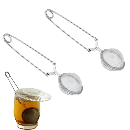 2 piezas de infusor de té, pinzas para té suelto, infusor de té para té suelto, colador de té para té suelto, colador de té, pinzas de acero inoxidable, infusor de té, infusor de té en forma de bola