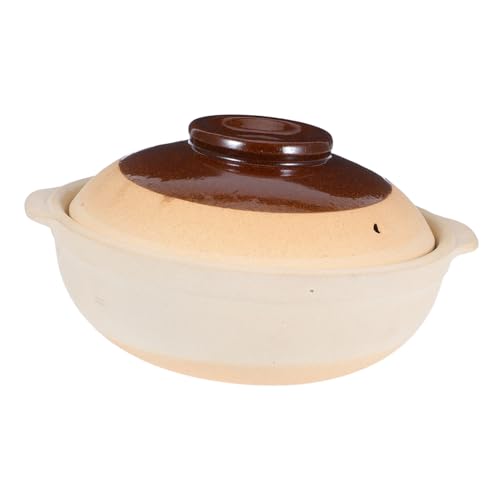 Beatifufu Olla de Cerámica Vintage con Mango Cacerola de Barro para Estofados y Arroz Retención de Calor Prolongada para Microondas y Vapor para Restaurantes y Cocinas Domésticas