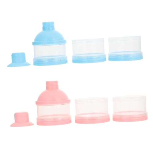 SAFIGLE 2個粉ミルクディスペンサー 構造 密封式ベビーフードボックス ベビースナック収納容器 お出かけ用 漫画風デザイン