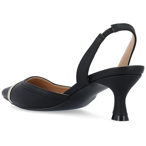 Journee Womens Slip On Mule Houndstooth Kitten Heel Slingback Closed Pointed Toe Nellia Padded Pump3