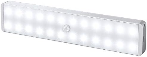 LED Closet Light, 24-LED Newest Version Rechargeable Motion Sensor Closet Light Under Cabinet Wireless Stick-Anywhere Night Light Bar with Large Battery for Stairs,Wardrobe,Kitchen,Hallway (1 Pack)