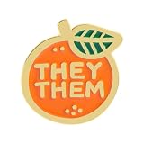 Kreative emaillierte Anstecknadel mit Orangenfrucht-Design und Geschlechtspronomen, für Modeschmuck, Accessoire, Rucksack, Abzeichen, One Size, Wie beschrieben