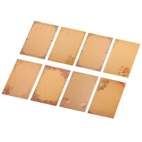 EXQUIMEUBLE 64個 種デザイン 入り レトロ感漂う ヴィンテージ牛皮紙 レター用紙 感謝状やラブレターに 伝統的な気持ちを表現