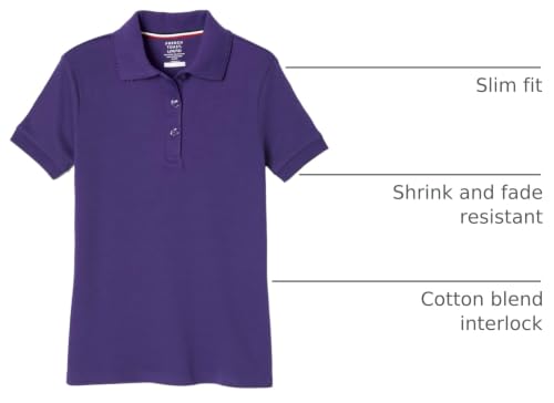 Image of French Toast Girls' Short Sleeve Picot Collar Polo School Uniform Shirt (Standard and Plus)
