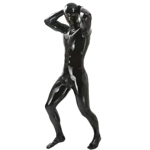 JPXJGT Catsuit en Latex Sexy pour Hommes Combinaison Body Faux Cuir Erotique Costume Clubwear(Color:Black,Size:3XL)