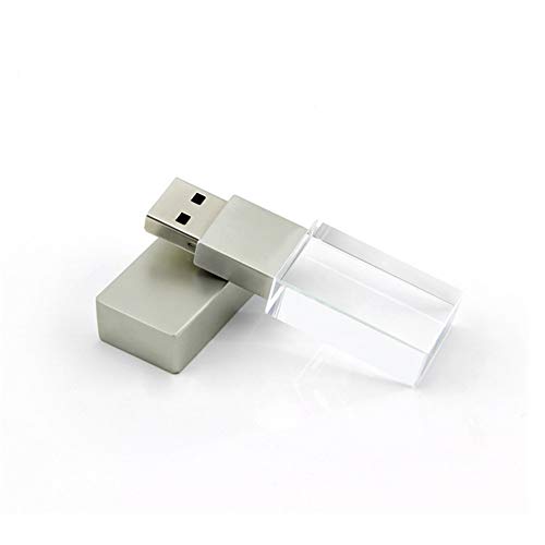 QHUIMIN U Disk Bürocomputer Semi-Metal Semi-Crystal LED Flashing Light Waterproof U Disk USB 2.0 Flash Drive Compact Package Version Cover