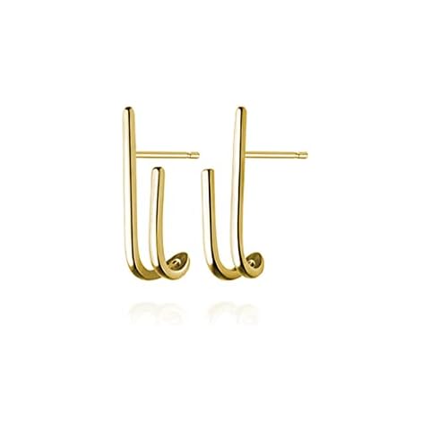 Reffeer 925 Sterling Silver Bar Huggie Stud Earrings Hoops for Women Girls Bar Half Hoop Earrings Open Hoops, 0.6 inch, Sterling Silver, not known Cover
