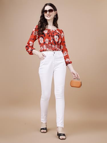 Image of Wedani Women's Casual Foral Print Puff Sleeve Regular Top