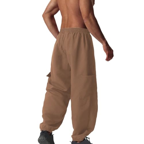 Cargo Pants for Men Casual Drawstring Elastic Waist Pant Elastic Bottom Comfy Work Trousers with Multi Pockets3