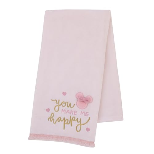 Image of Disney Minnie Mouse My Happy Place Baby Blanket - Super Soft Plush Appliqued Throw 30 x 40 Inch, Cozy Infant Stroller Travel Blanket for Girls