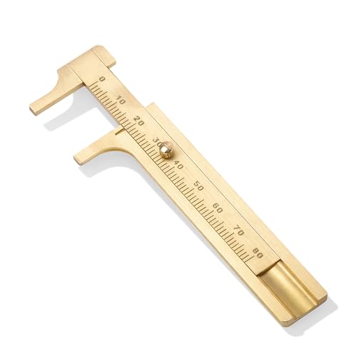 80mm/3.15' Brass Caliper Measuring Tool Pocket Vernier Caliper Ruler Pocket Mini Calipers Sliding Gauge Mini Jewelry Measuring Tool for Diameter Rings Bead