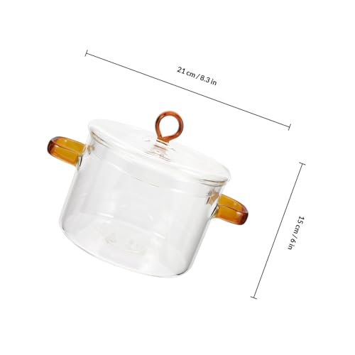 Marmite en verre borosilicate 1500 ml avec couvercle BESPORTBLE - 3
