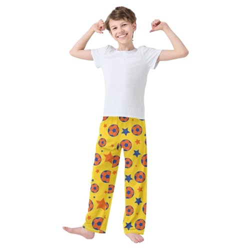 Boys' Pants Soccer Stars Yellow Orange Blue Long Bottoms Jogger Pants Elastic Waist Trousers with Pockets S-XL2