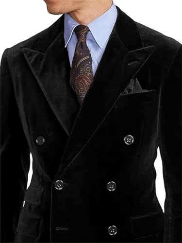 Velvet Suits for Men 2 Piece Double Breasted Blazer with Pants for Casual Daily Wear4