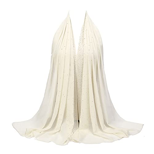 Women Soft Pearl Chiffon Hijab Scarf, Solid Color Easy Wear Hijabs for Women Long Scarf Wrap Scarves Shawl