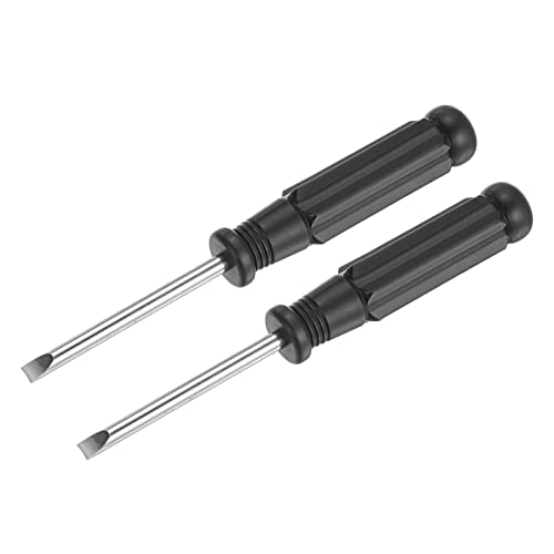 sourcing map Mini Slotted Screwdriver, 4.0mm Flat Head with Black Handle for Small Appliances, 2 Pcs