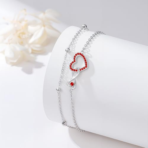 Image of Anklet for Women 925 Sterling Silver Double Infinity Ankle Bracelet Waterproof Summer Jewelry Anniversary Birthday Gifts for Her