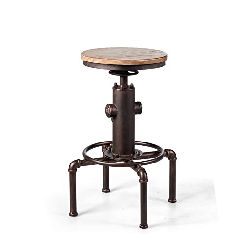 GOPLUS 1Pc Tabouret de Bar Industriel, Chaise de Bar Vintage en Bois et Metal, Chaise Haute Cuisine avec Pieds Antidérapants et Repose-Pieds, Hauteur...