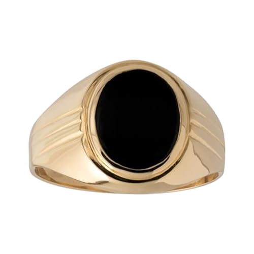MOLICACI 14K Gold 2.0Ct Black Onyx Signet Ring for Men 10K/14K/18K Real Yellow Gold Oval Cut Natural Black Onyx Ring for Men for Engagement Wedding Fathers Day Graduation Christmas US Size 4-18