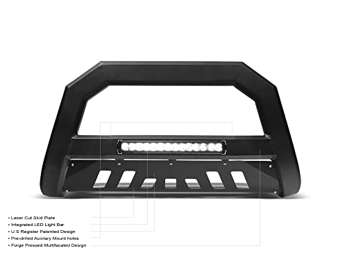 Image of Armordillo 8715864 AR Series Aluminum Bull Bar with LED Light Bar - Matte Black Fits 2004-2024 Ford F150 / 2003-2017 Expedition / 2003-2014 Lincoln Navigator / 2006-2008 Mark LT