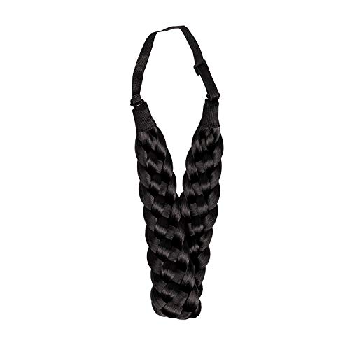 QUEYING Braid Headband For Women Looking Natural Fashion Beauty Five Strand Synthetic Elastic Hair Band Accessories Extension - Black (1B)
