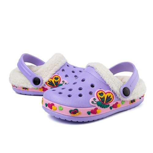 Image of Toddler Lined Clog Slippers Winter Garden Sandals Kids House Shoes Warm Slip On Sneakers Cartoon Slides for Boys and Girls Children Indoor Outdoor