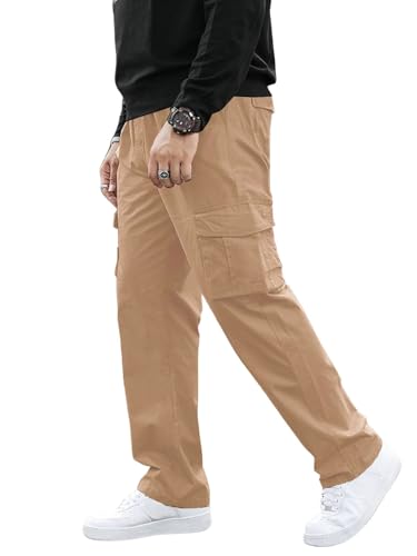 Image of GRECIILOOKS Men's Cargo Pants | 6 Pocket Cotton Cargo Joggers for Men | Loose Fit Stylish Pant with Pockets | Casual Baggy Trousers & Streetwear Lower