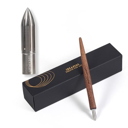 IDEAPLUS brass dipping pen color titanium all copper handmade stainless steel calligraphy hand drawn flower body painting watercolor (Stainless steel color+pen holder)
