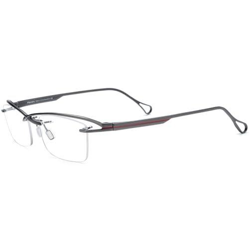 Image of FONEX Pure Titanium Glasses Frame Men Semi Rimless Square Eyeglasses Eyewear DTX416
