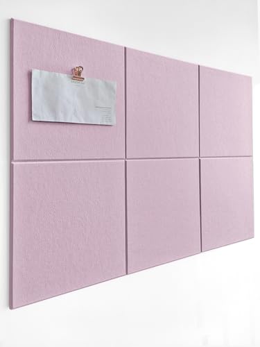 Cork Board 24 x36 Alternative - 6 Pack Felt Wall Tiles with Safe Removable Adhesive Tabs, Cork Boards for Walls Cork Board for Home Office Pin Board Tack Board - Sakura