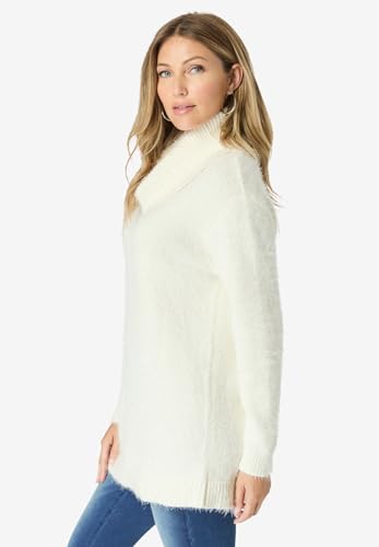 Roaman's Women's Plus Size Eyelash Cowl Neck Sweater3