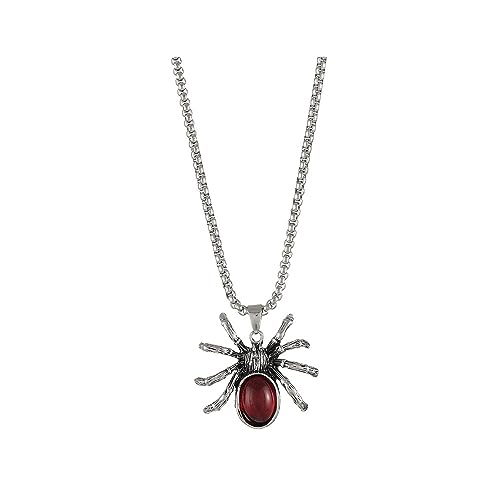 BKEPDY Collar Colgante Mujer Cristal Halloween Araña Collar De Araña Colgante Punk Animal Encanto De La Vendimia De La Joyería Para Los Hombres Las Mujeres (Rojo)