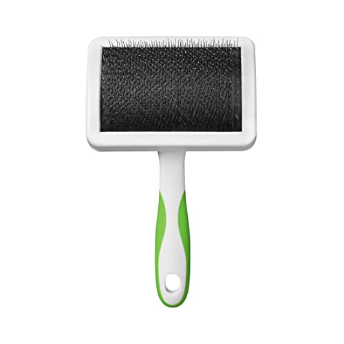Andis 65710 Self-Cleaning Animal Slicker Brushes with Curved Stainless-Steel Bristles for All Breeds - Reduces Shedding by Up to 90%, Removes Tangles, Dirt & Loose Hair – Large, Green,Black - image 2