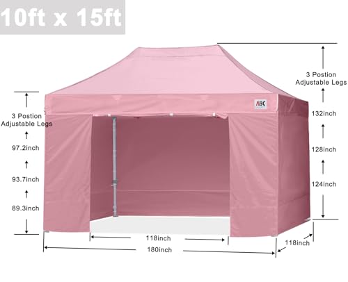 Image of ABCCANOPY Commercial Pop Up Canopy Tent with Sidewalls 10X15,Pink