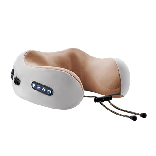 PLLYPE Almohada de Masaje Cuello, 3 Modos Masajeador Cervical Eléctrico, Almohada de Masaje en Forma de U, para la casa, oficina, viajes