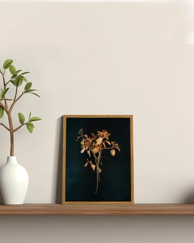 Image of ARPEOTCY Vintage Framed Botanical Wall Art, Bedroom Bathroom Dark Floral Pictures Art Decor, Canvas Print Retro Paintings, Home Rustic Farmhouse Neutral Moody Decor, 8x10 Inch