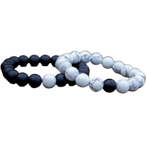Bracelets couple distance en obsidienne et howlite FIZA_CPL_139