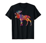 Colorful Canadian Moose Abstract Paint Wildlife T-Shirt