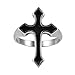 HZMAN Retro Simple Unisex Christian Stainless Steel Religious Cross Ring (Silver, 11)