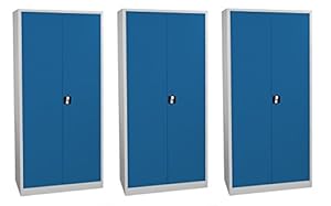 Lüllmann 3X Flügeltürenschrank Metallschrank blau