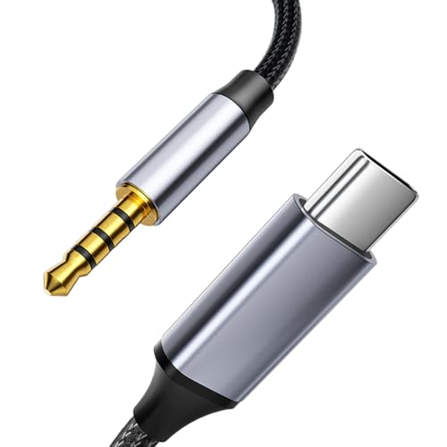 cable aux usb a 3,5 mm Jack cable audio 1m Para audio de coche, altavoces y auriculares, Samsung Galaxy S23, S22, S20, Android, iPad, etc. Cable de audio auxiliar C a jack de 3,5 mm.