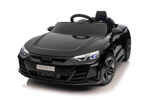 Voiture électrique pour Enfants 12V Audi RS E-tron GT, Noir, télécommande 2,4 GHz, Bluetooth/USB/Aux, Commandes au Volant, Batterie Lithium, Feux LED,...