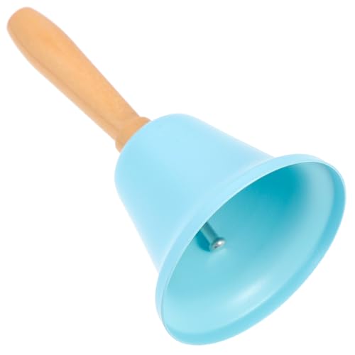 Vintage Hand Bell 1Pcs Xmas Hand Call Bell Handbell with Wooden Handle Solid Loud Hand Bell for Christmas Dinner Calling Decor Blue Christmas Metal Bell