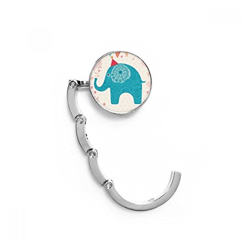 DIYthinker Red Hat Elephant Drapeau Bleu Tableau coloré Crochet Sac Pliant Bureau Cintre Support Pliable 4,4 x 4,4 cm (Largeur x Hauteur) Une Fois plié Multicolore