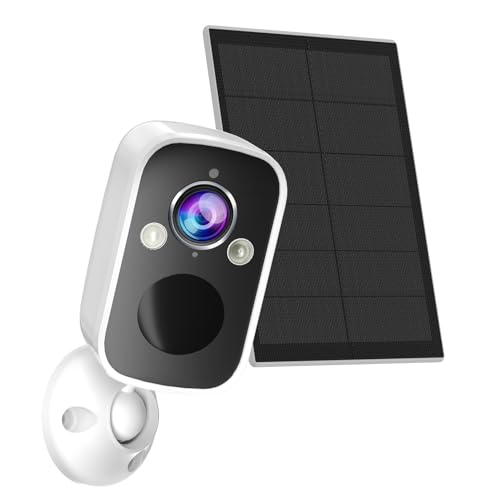 Security Cameras Wireless Outdoor with Solar Panel,2K Battery Powered AI Motion Detection Spotlight Siren Alarm WiFi Surveillance Camera, Color Night Vision, 2-Way Talk, Waterproof, Cloud/SD Storage